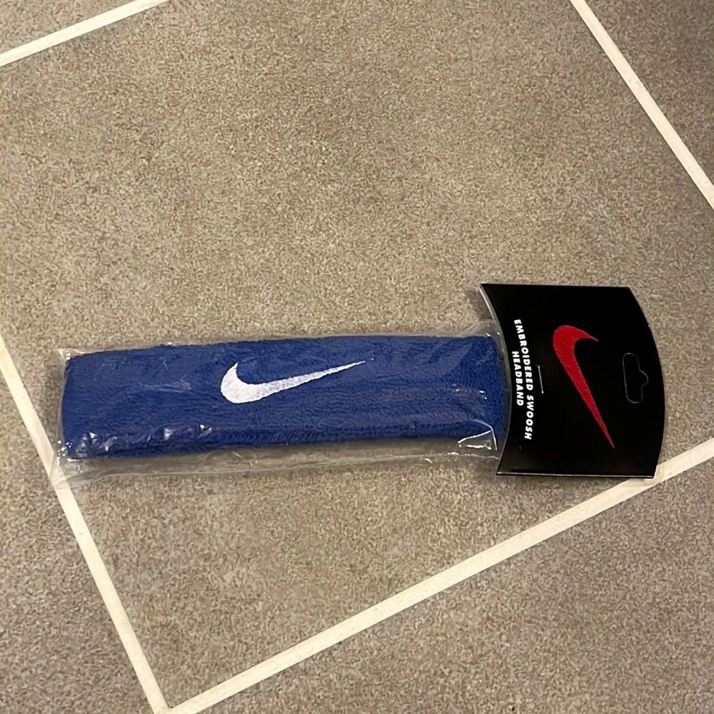 Nike Swoosh Terry Cloth men’s women’s headband head sweat band new blue white